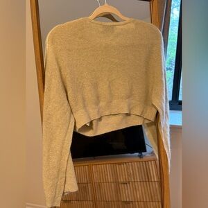Aritzia Babaton Cream Cowl Neck Sweater with Ribbed Knit